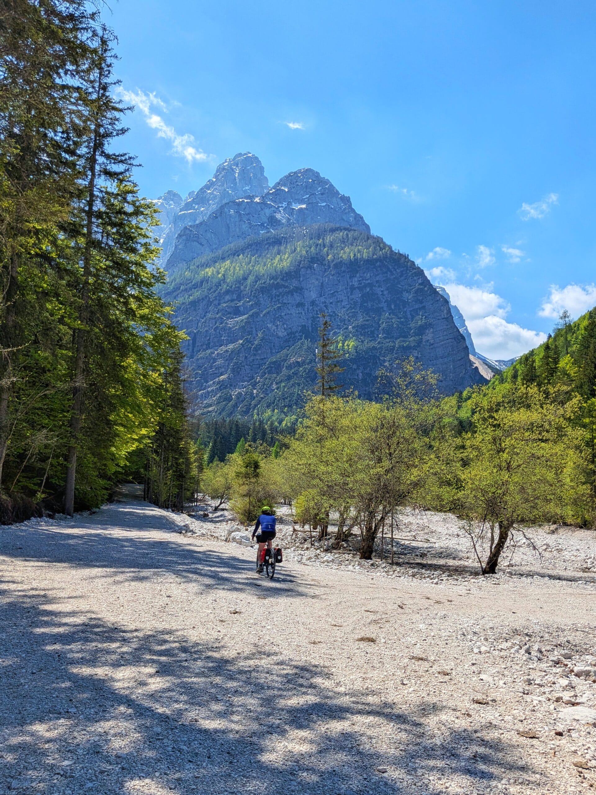 Bikepacking Rental Slovenia, Vršič Pass climb dry riverbed