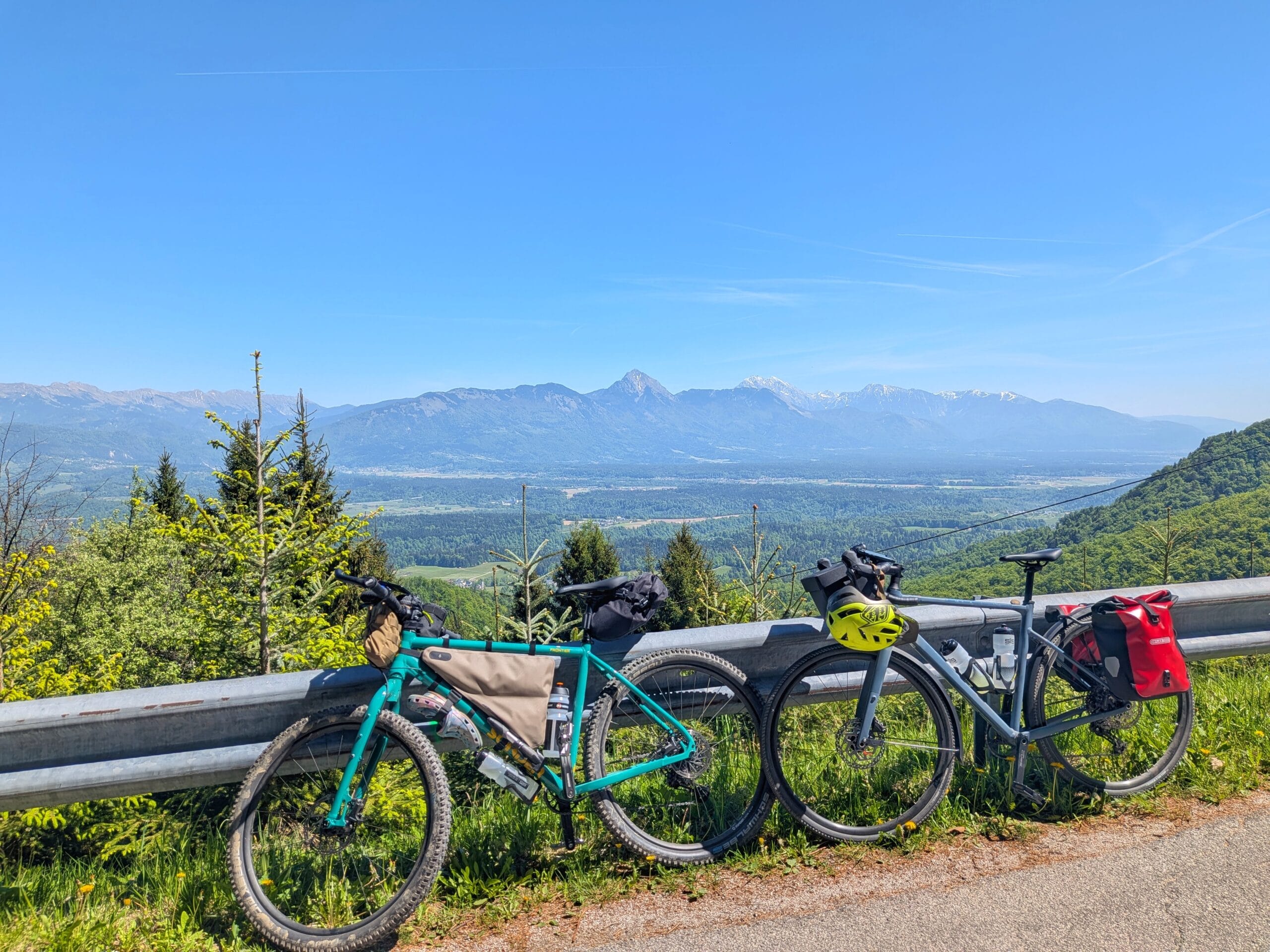Bikepacking Rental Slovenia, two bikes gravel and adventure with bikepacking bags in Slovenia.